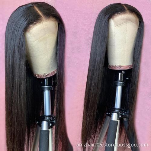 Cheap Malaysian Cuticle Aligned Virgin Hair Wig For Black Women Double Drawn Asian Human Hair HD Full Transparent Lace Front Wig